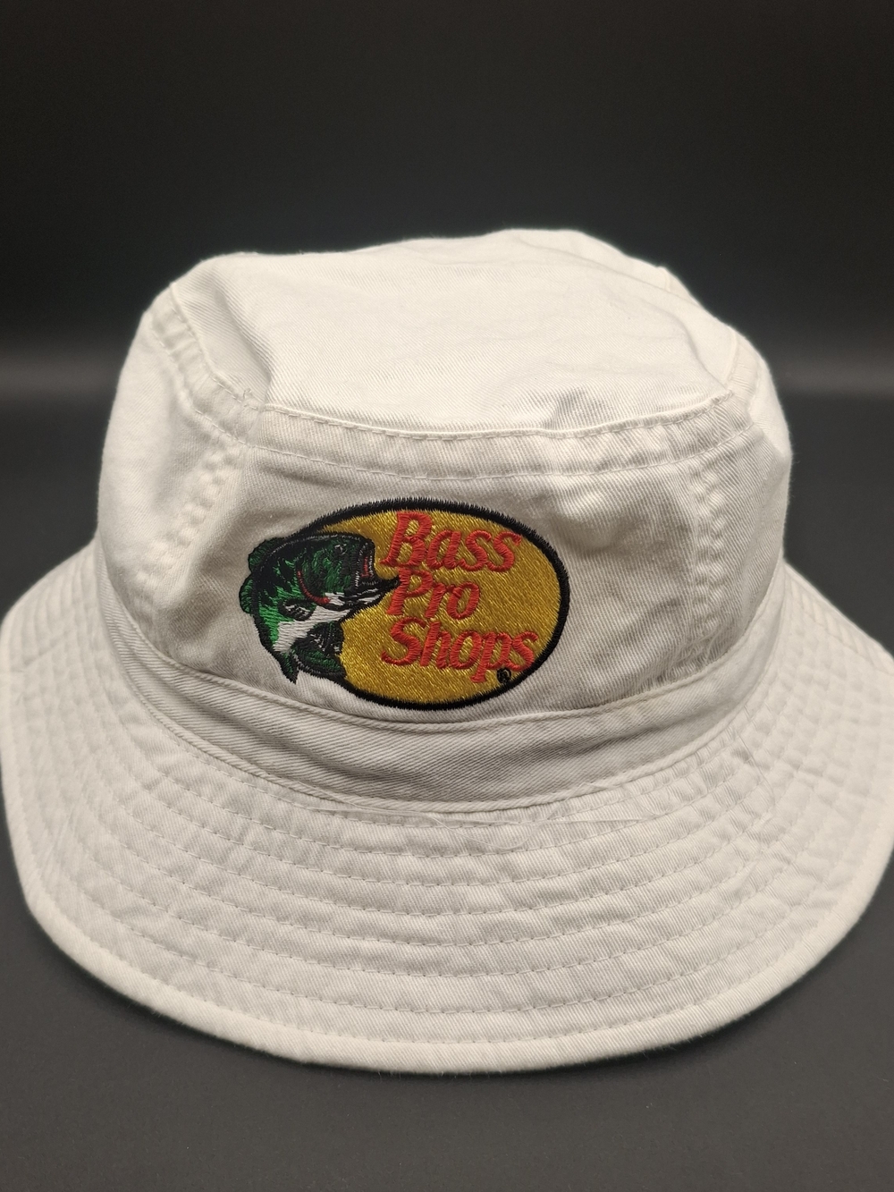 Bass Pro Shops  White Bucket Hat with Embroidered Logo